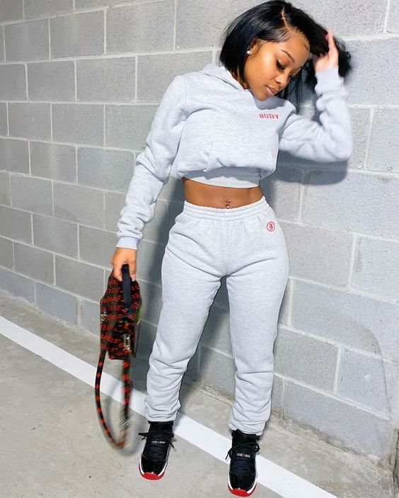 Cozy Gray Tracksuit with Black Jordans